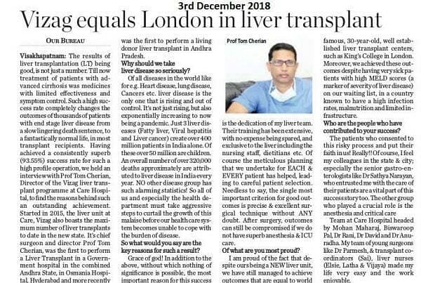 Vizag Equals London In Liver Transplant (The Hans India)